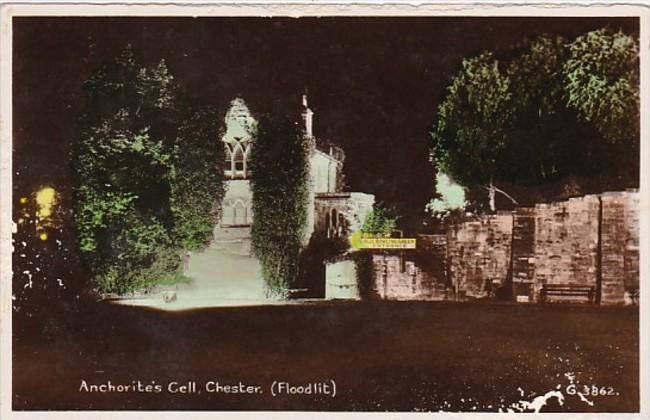 England Chester Anchorite's Cell Floodlit Real Photo