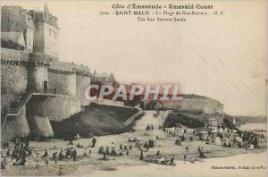 Postcard Old Saint Malo Emerald Coast La Plage Bon Secours