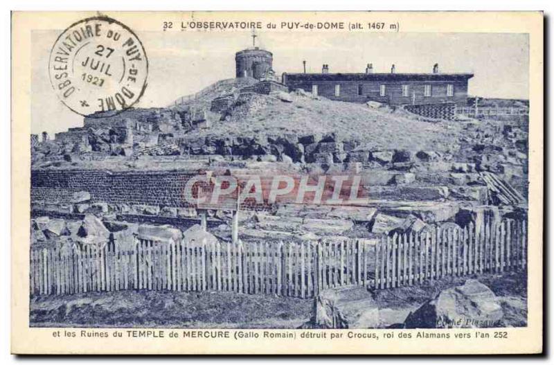 Old Postcard L & # 39Observatoire Du Puy de Dome