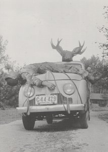 Man Hunt Old Classic Car Dutch Comic Real Photo Postcard