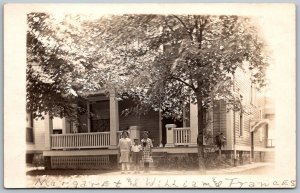c1910 RPPC Real Photo Postcard Two Girls Boy House probably Zanesville Ohio