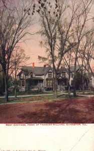 Vintage Postcard 1917 Rest Cottage Home of Frances Willard Evanston Illinois ILL