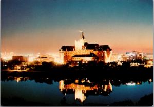 Bessborough Hotel Saskatoon Saskatchewan SK at Dusk Unused Vintage Postcard D45