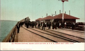 Postcard Midlake Station, Ogden Lucin Out-Off S.P.R.R. Great Salt Lake, Utah