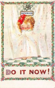 1913 Do It Now Bathroom Unknown Unsigned Artist Postcard