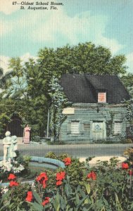 Vintage Postcard 1930's Oldest School House St. George Street St. Augustine Fla.