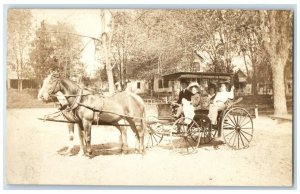 1909 Horse Carriage Family Man Women Girl View Vienna VA RPPC Photo Postcard