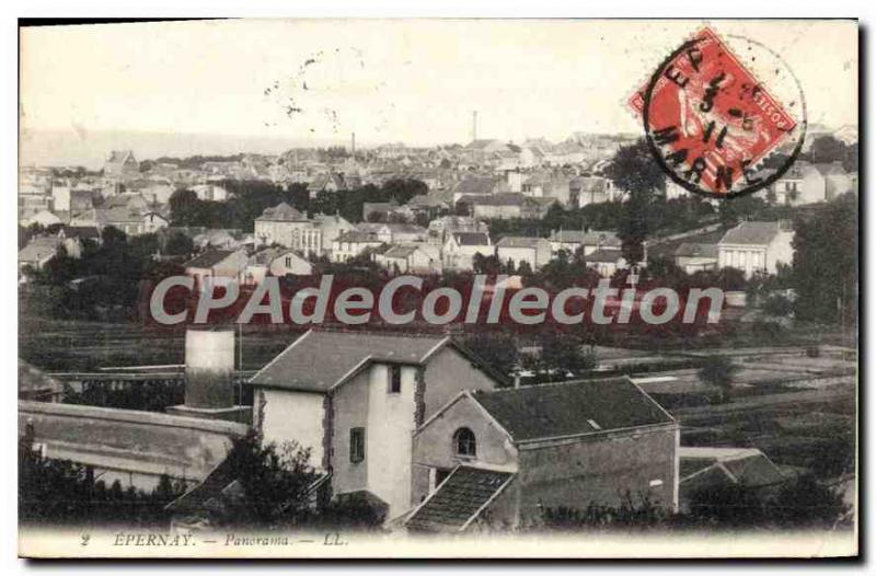 Old Postcard Epernay Panorama