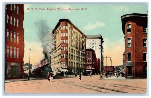 c1910 Railroad Cigars NYC Train Passing Through Syracuse NY Antique Postcard