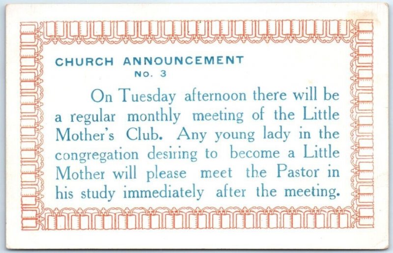 Postcard - Church Announcement No. 3 