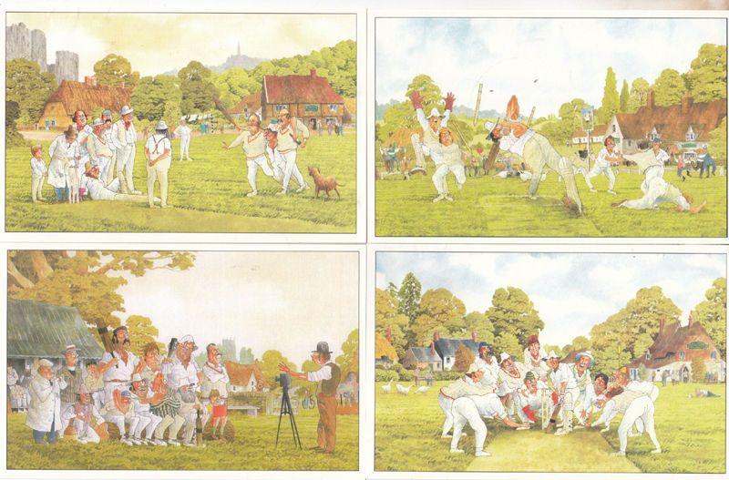 Group Bad Behaviour 4x Steve Garner Cartoon Rare Cricket Comic Humour Postcard s