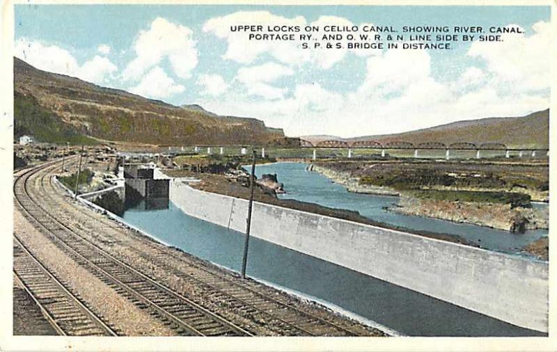 Upper Locks on Celilo Canal Oregon OR White Border Postcard