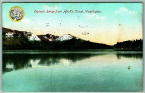 Olympic Mountain Range View Hood Canal Washington WA 1910 DB Postcard I9