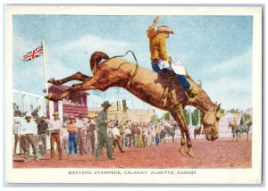 1949 Western Stampede Calgary Alberta Canada Horse Riding Scene Postcard