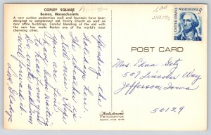 State View~Boston Massachusetts~Copley Square & Trinity Church~Vintage Postcard