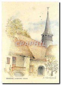 Postcard Modern Burgundy la Bussiere siouche original watercolor M F Carbonnelle