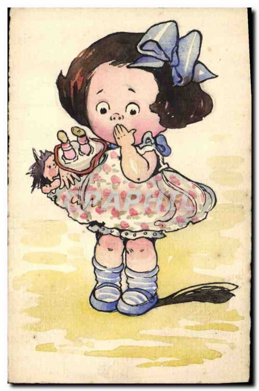 Old Postcard Fun Children Doll