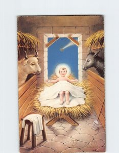 Postcard Buon Natale with Nativity Animals Art Print