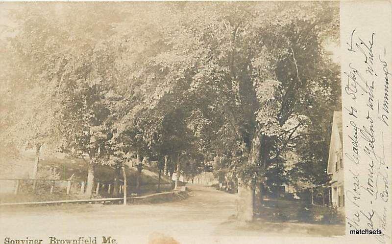 BROWNFIELD, ME Souviner Street Scene RPPC 2520 postcard