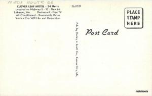 1950s Clover Leaf Motel roadside Lebanon Missouri Scott postcard 11612