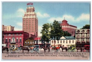c1950's Colorful Carriage United Office Building Niagara Falls NY Postcard 