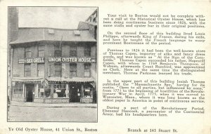 PC CPA US, MA, BOSTON, YE OLD OYSTER HOUSE, UNION ST, VINTAGE POSTCARD (b8246)