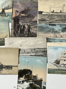 Germany Navy Battleship Postcard Lot (20) Torpedo Boats War Time 1900s SMS Art