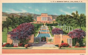 Vintage Postcard 1930's Mormon Temple Laie Oahu Territory of Hawaii