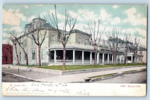 St. Joseph Missouri Postcard Benton Club Exterior Building 1913 Vintage Antique