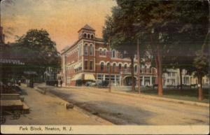 Newton NJ Park Block c1910 Postcard