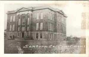 Woonsocket South Dakota Sanborn County Courthouse RPPC Postcard V17