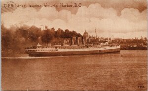 CPR Liner leaving Victoria BC Ship Empire Series Postcard E78 *as is