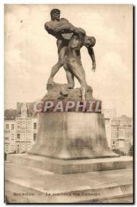 Old Postcard Brussels Tomb wrestlers Wrestling