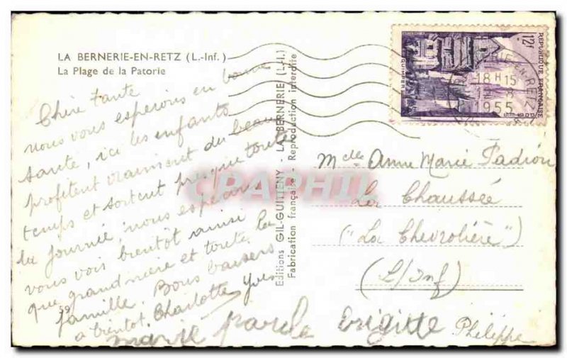 Old Postcard La Bernerie En Retz Beach of Patorie