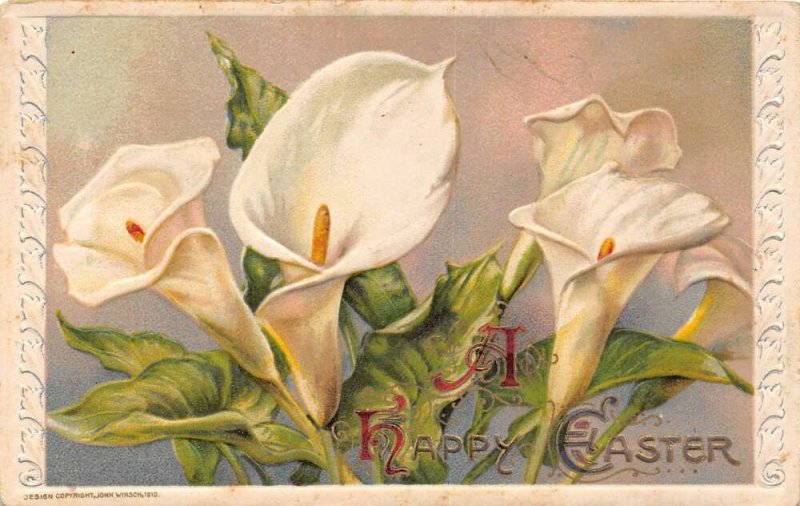 Easter  A Happy Easter,  Flowers, Winsch, Embossed Vintage Postcard U4812
