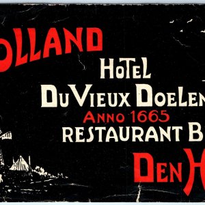 c1930s Den Haag, Holland Luggage Label Hotel Du Vieux Doelen Photo La Haye 2C