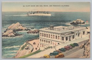 Ship~Cliff House And Seal Rocks~Ships In Water~San Francisco CA~Vintage PC