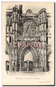 Troyes Old Postcard portal of the cathedral