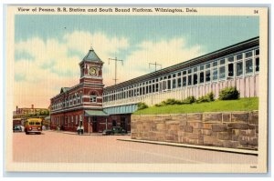 c1940 View Penna R.R. Station South Bound Platform Wilmington Delaware Postcard