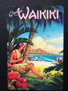 Postcard, Hawaii, Greetngs from Wakiki, size 5 3/4 x 3 7/8  See Picture. H #26