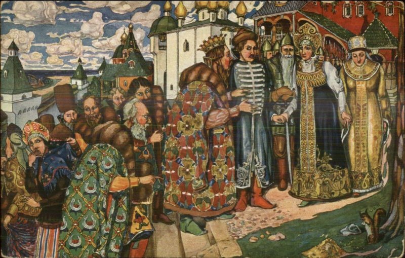 G. Schlicht - A. Puschkin Marchen Konig Soltan Russian Medieval Postcard