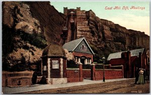 East Hill Lift Hastings England Funicular Railway Rock Formations Postcard