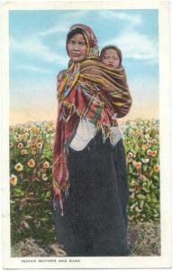 Indian Mother and Babe, White Border