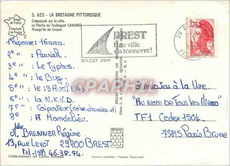 Modern Postcard The picturesque Brittany coast crepiscule on the poite Toulin...