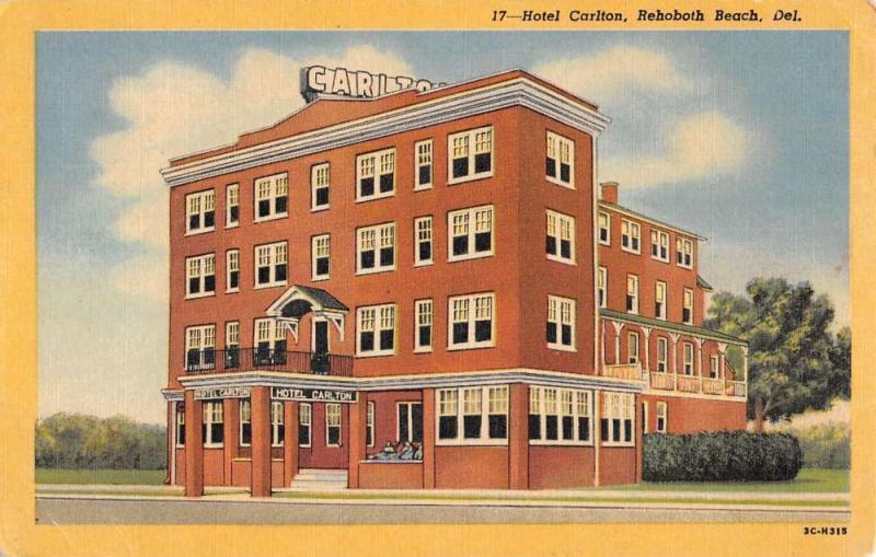 hotel carlton rehoboth beach delaware L4731 antique postcard