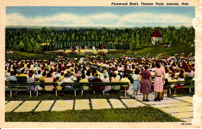 Lincoln, Nebraska - People at the Pinewood Bowl in Pioneer Park - in 1956