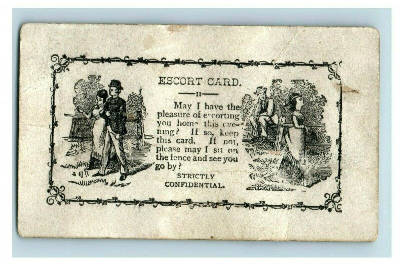 1880s-90s Courting Escort Card Cute Phrase Fab! P214