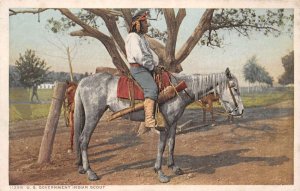 US Government Indian Scout on Horse Native American Detroit Pub Postcard AA69020