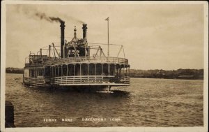 Davenport IA River Steamer Boat Ferry Ship c1910 Real Photo Postcard