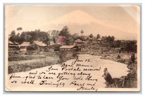 Mt Fuji From Omiya Village Japan 1904 UDB Postcard I20